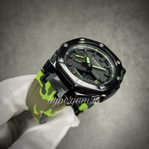 custom gshock black green casioak